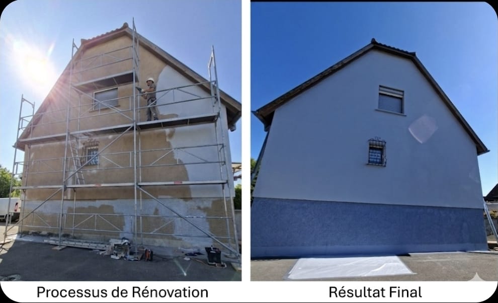 Façade d’une maison pendant et après le ravalement